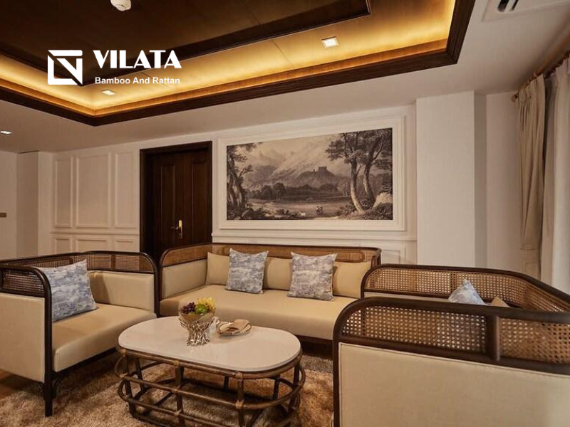 Ứng dụng mây mắt cáo vào Sofa và bàn ghế